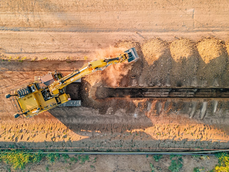 Trenching for drainage pipe installation